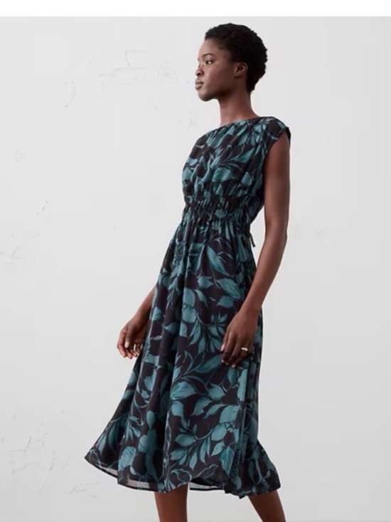 Banana Republic Dresses & Skirts - Banana Republic Navy Midi Dress with Teal Floral Print